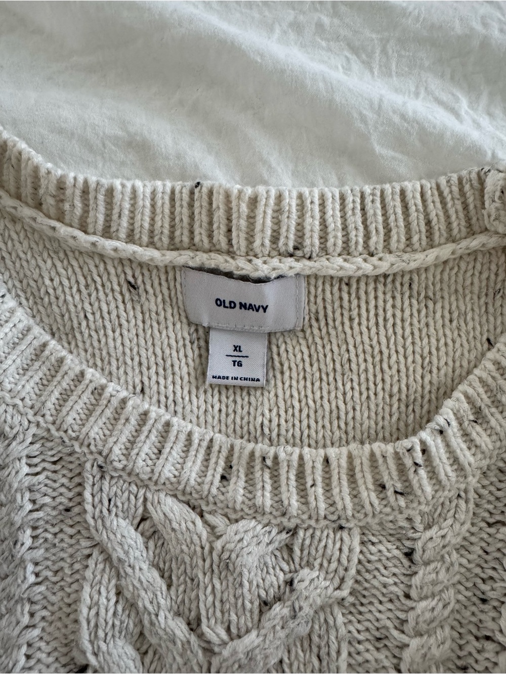 Old Navy Cozy Cable Knit Crewneck Sweater in Cream - Picture 4 of 8